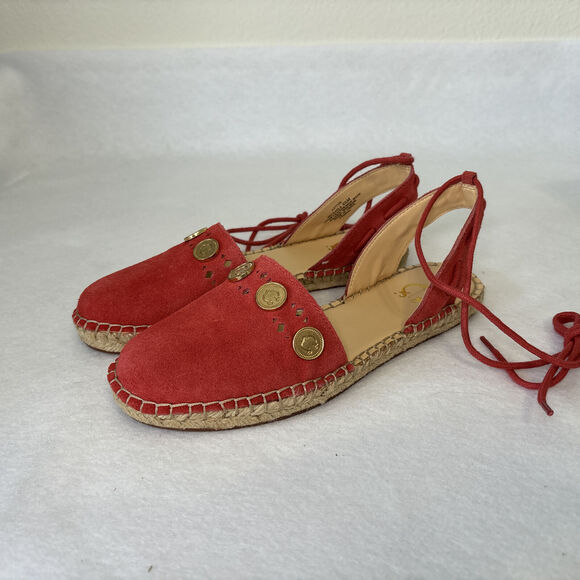 C Wonder Slingback Michaela Coral Suede Coin Detail‎ Espadrilles NEW Size 6.5 - Picture 1 of 5
